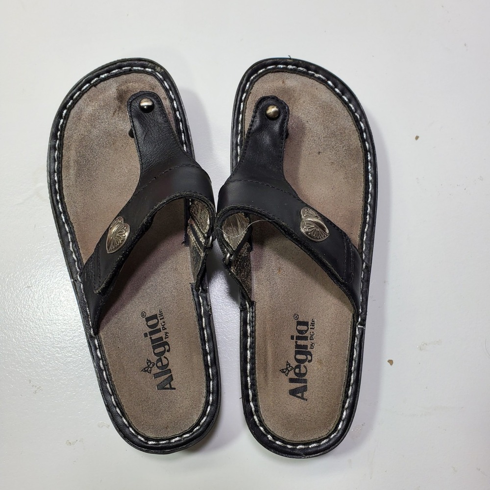 Alegria Carina Black Smooth Nappa Leather Sandals Womens Shoes Size 10 EU 40